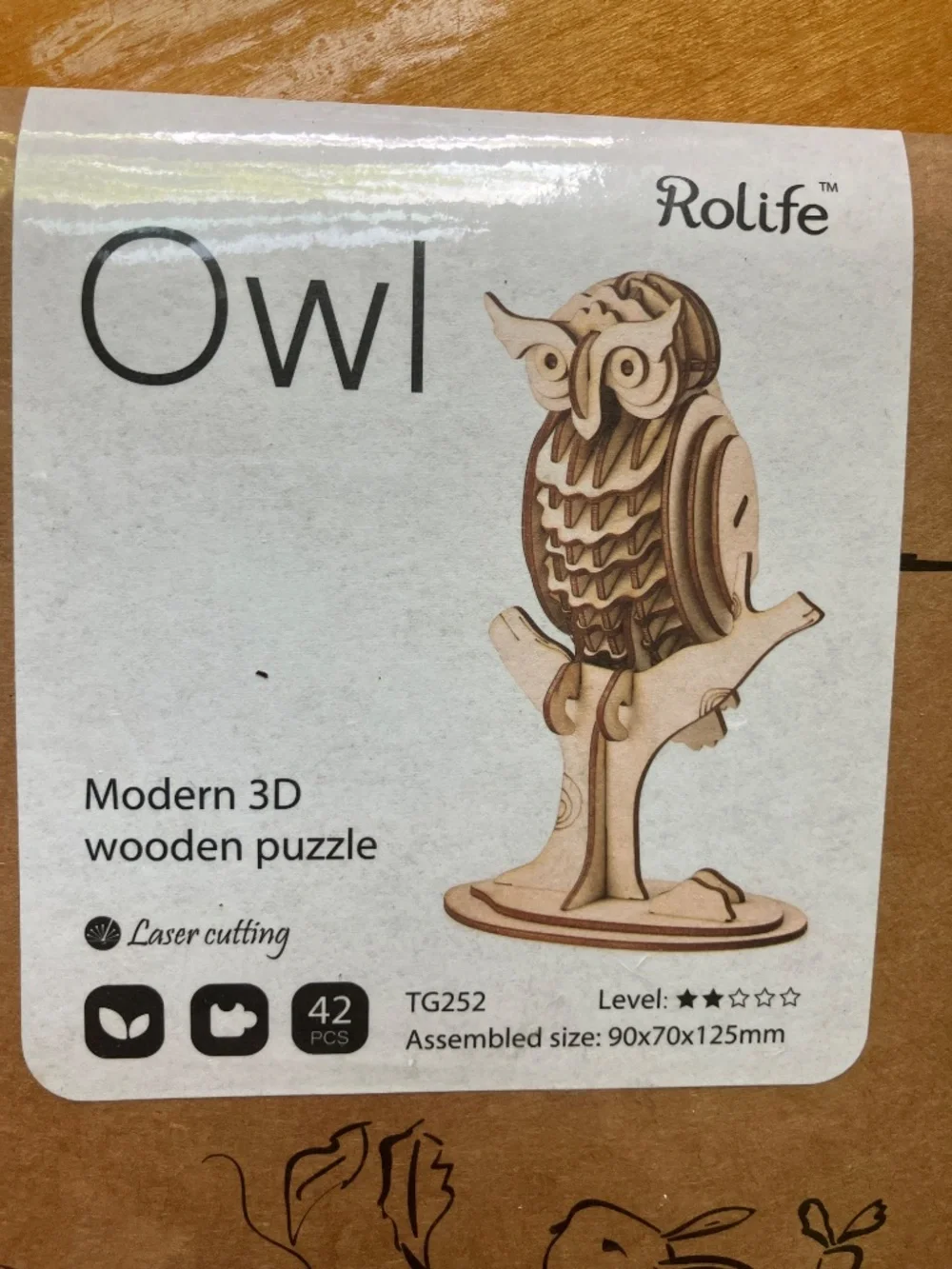 Rolife Owl 3D Wooden Puzzle Kit TG252 – 42 Pieces – New Sealed